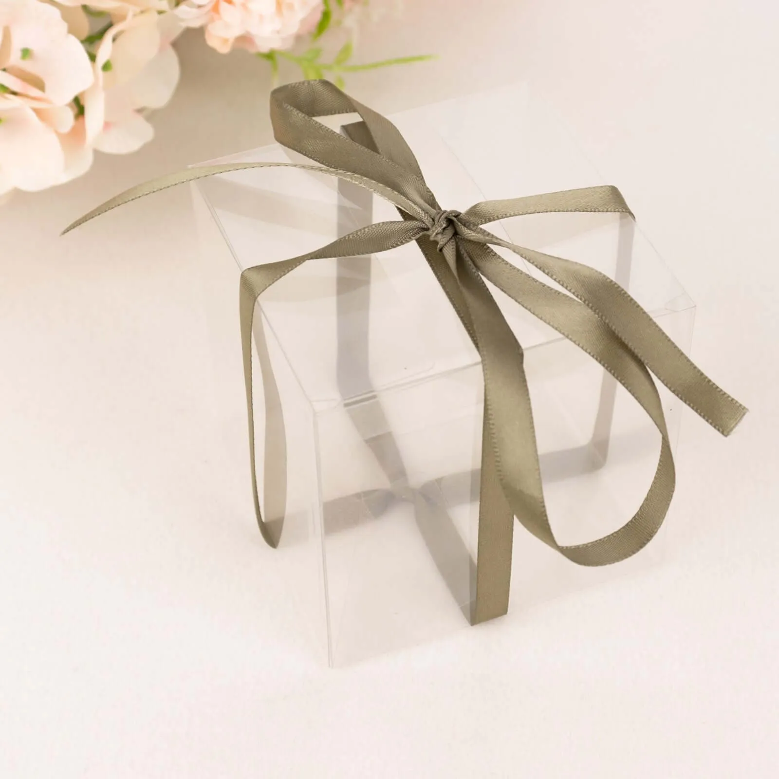 100 Yards 3 8" Dusty Sage Green Single Face Decorative Satin Ribbon