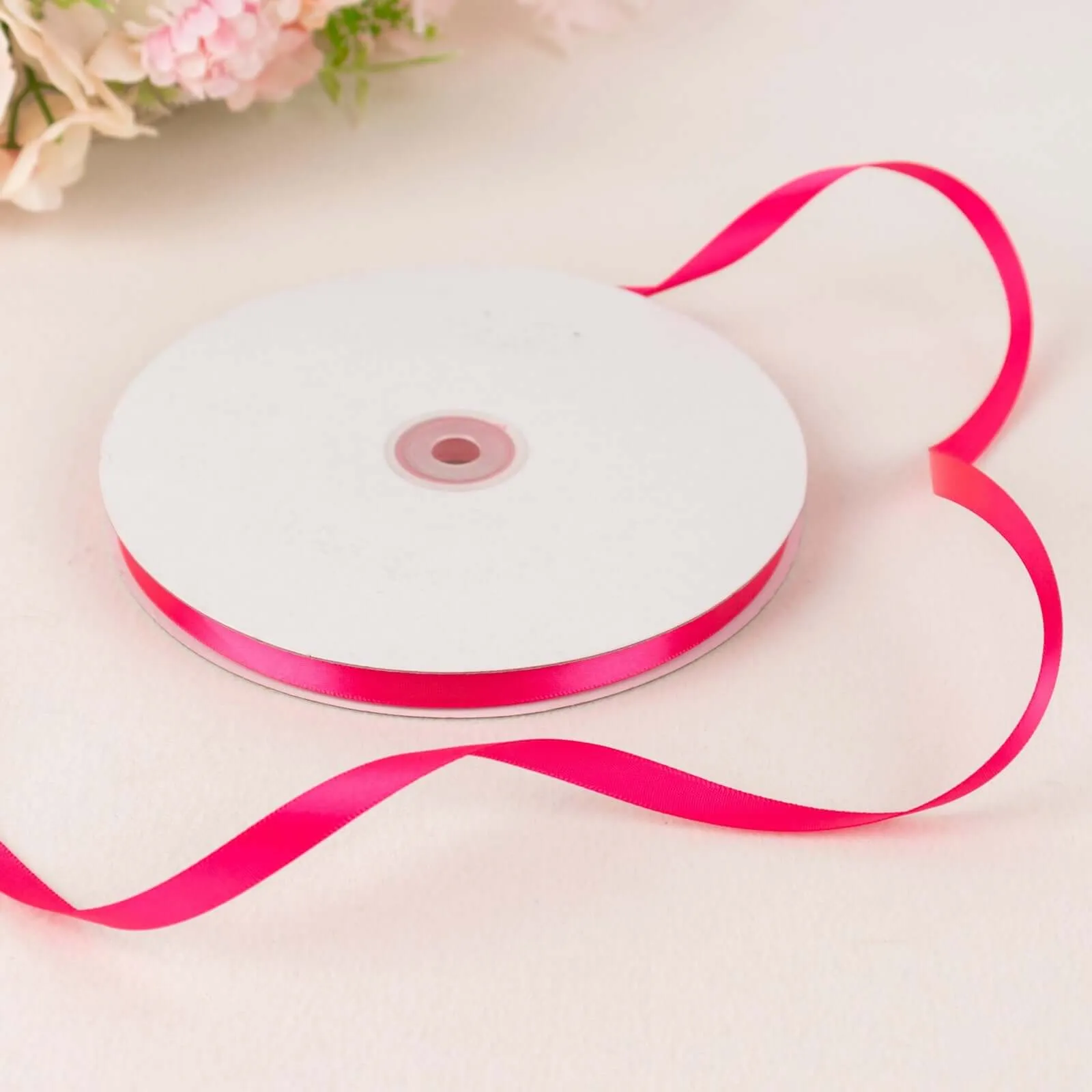 100 Yards 3 8" Fuchsia Single Face Decorative Satin Ribbon