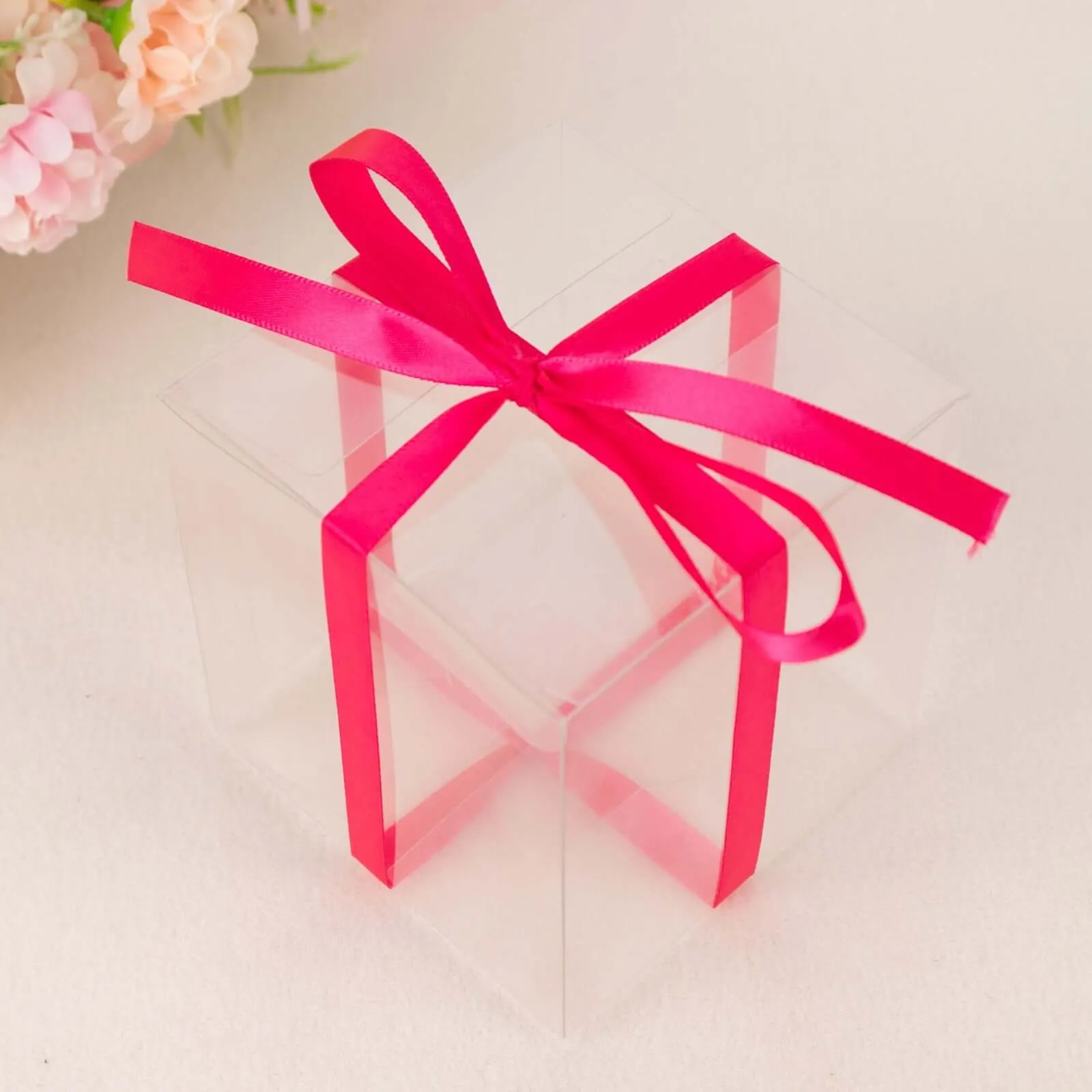 100 Yards 3 8" Fuchsia Single Face Decorative Satin Ribbon