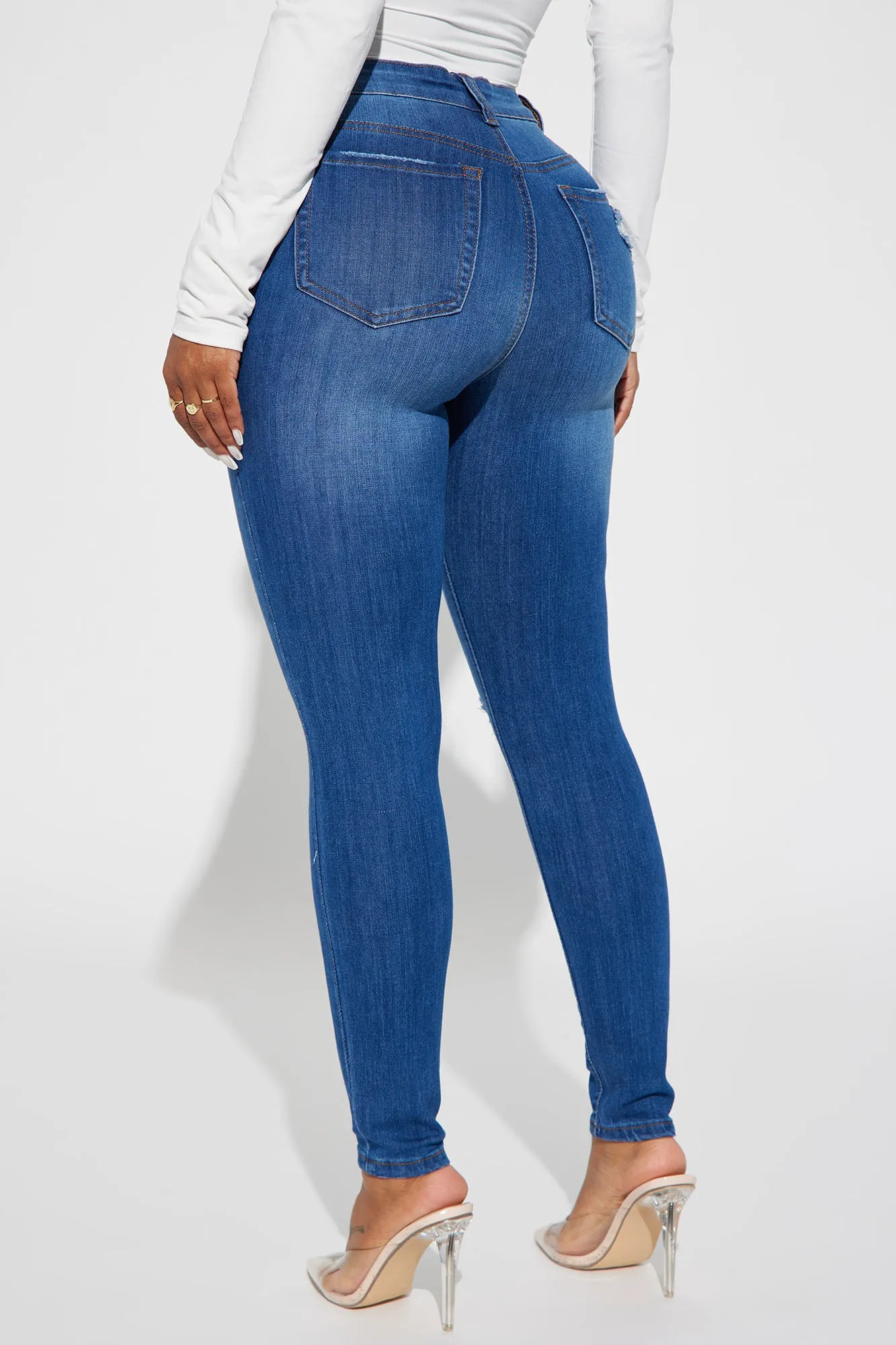 As You Wish Distressed Stretch Skinny Jean - Medium Wash