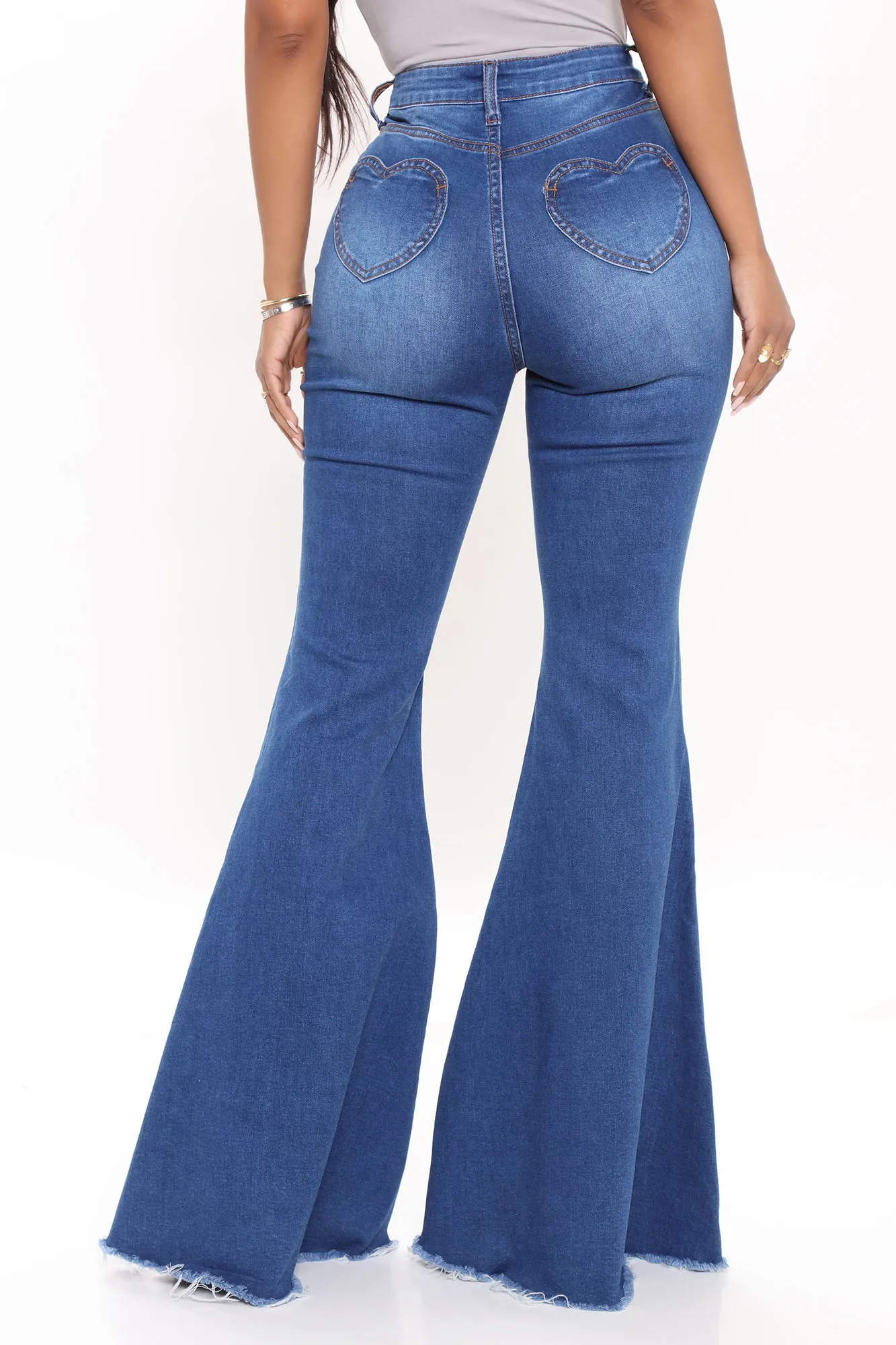 Be Still My Beating Heart Flare Jeans - Medium Blue Wash