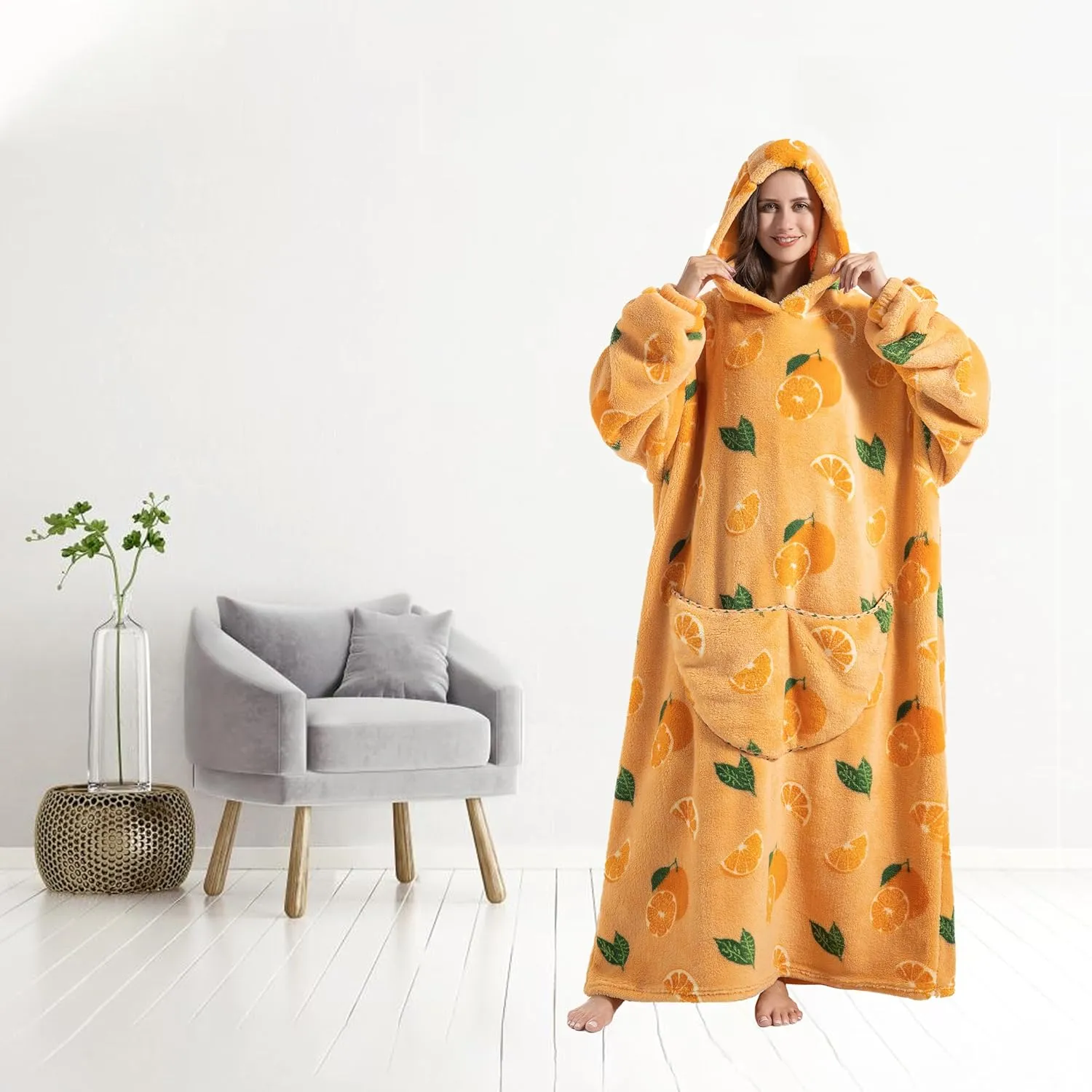 Blanket Hoodie, Long Hooded Blanket Sweatshirt as Birthday Gifts for Women Men, Long Wearable Blanket for Men Women