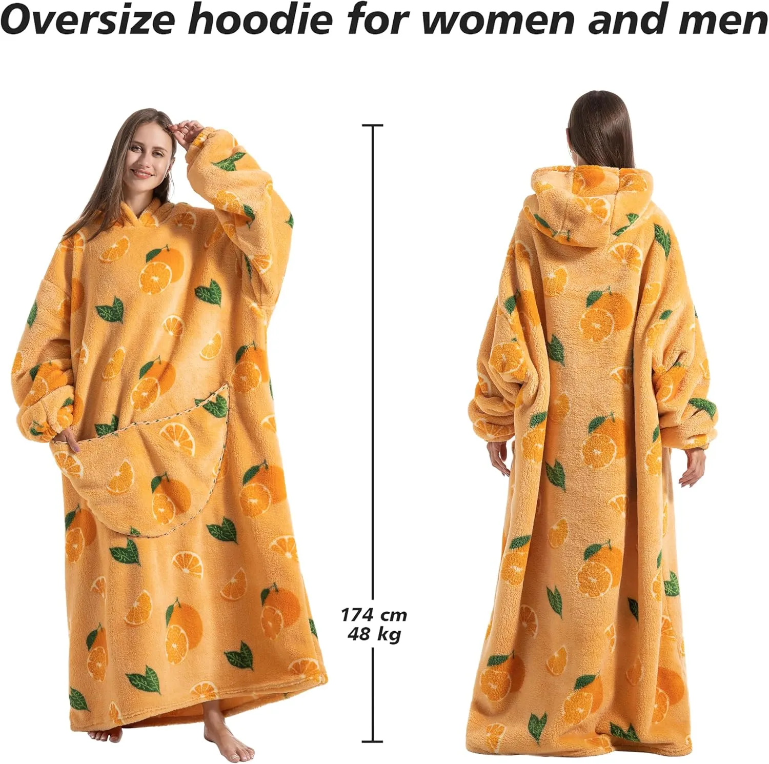 Blanket Hoodie, Long Hooded Blanket Sweatshirt as Birthday Gifts for Women Men, Long Wearable Blanket for Men Women