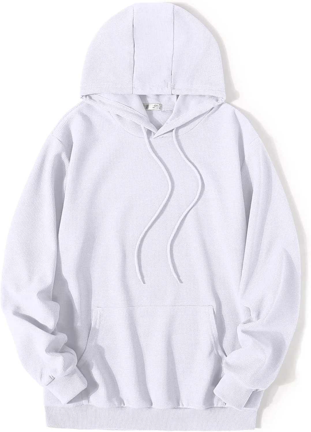 COOFANDY Men's Hooded Sweatshirts Long Sleeve Casual Pullover Hoodie Waffle Knit Sweatshirt with Pocket