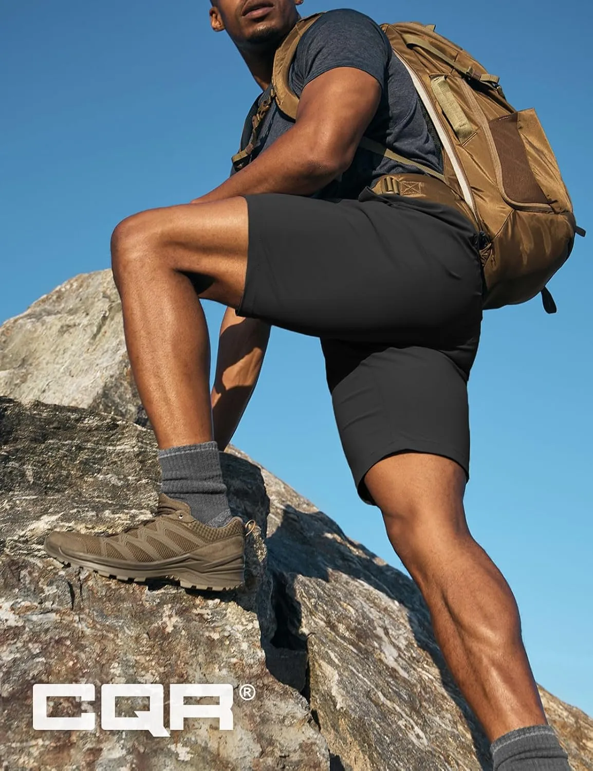 CQR Men's Quick Dry Stretch Hiking Cargo Shorts, Lightweight Water Resistant Tactical Casual, Golf & Outdoor with Pockets