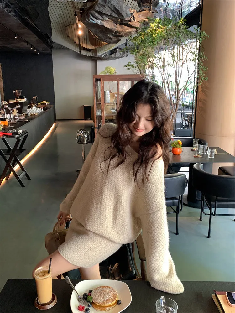 [Dating] Knitted Sweater   Knitted Skirt Set