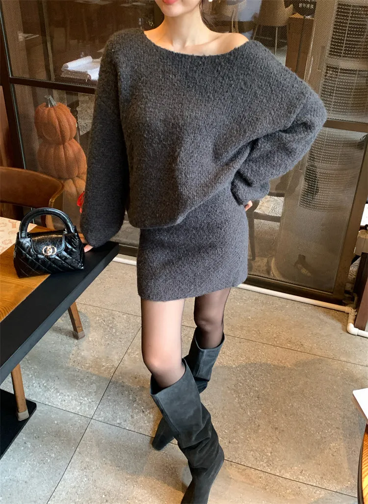 [Dating] Knitted Sweater   Knitted Skirt Set