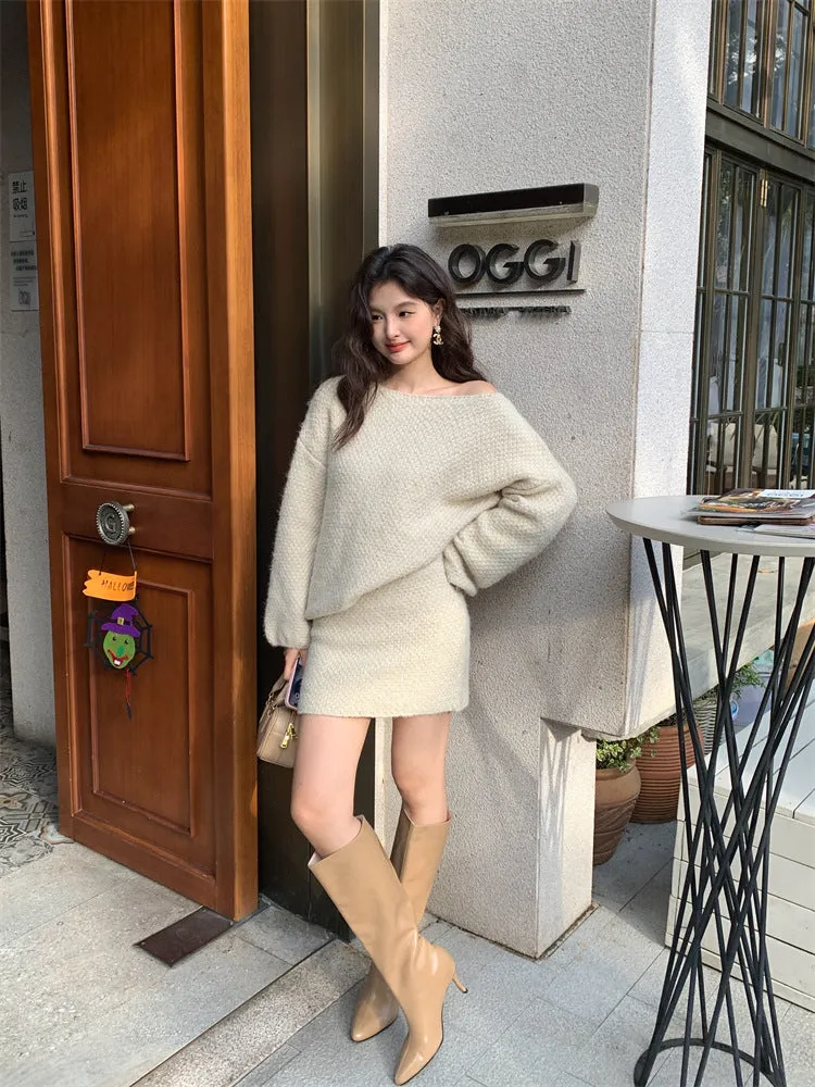 [Dating] Knitted Sweater   Knitted Skirt Set