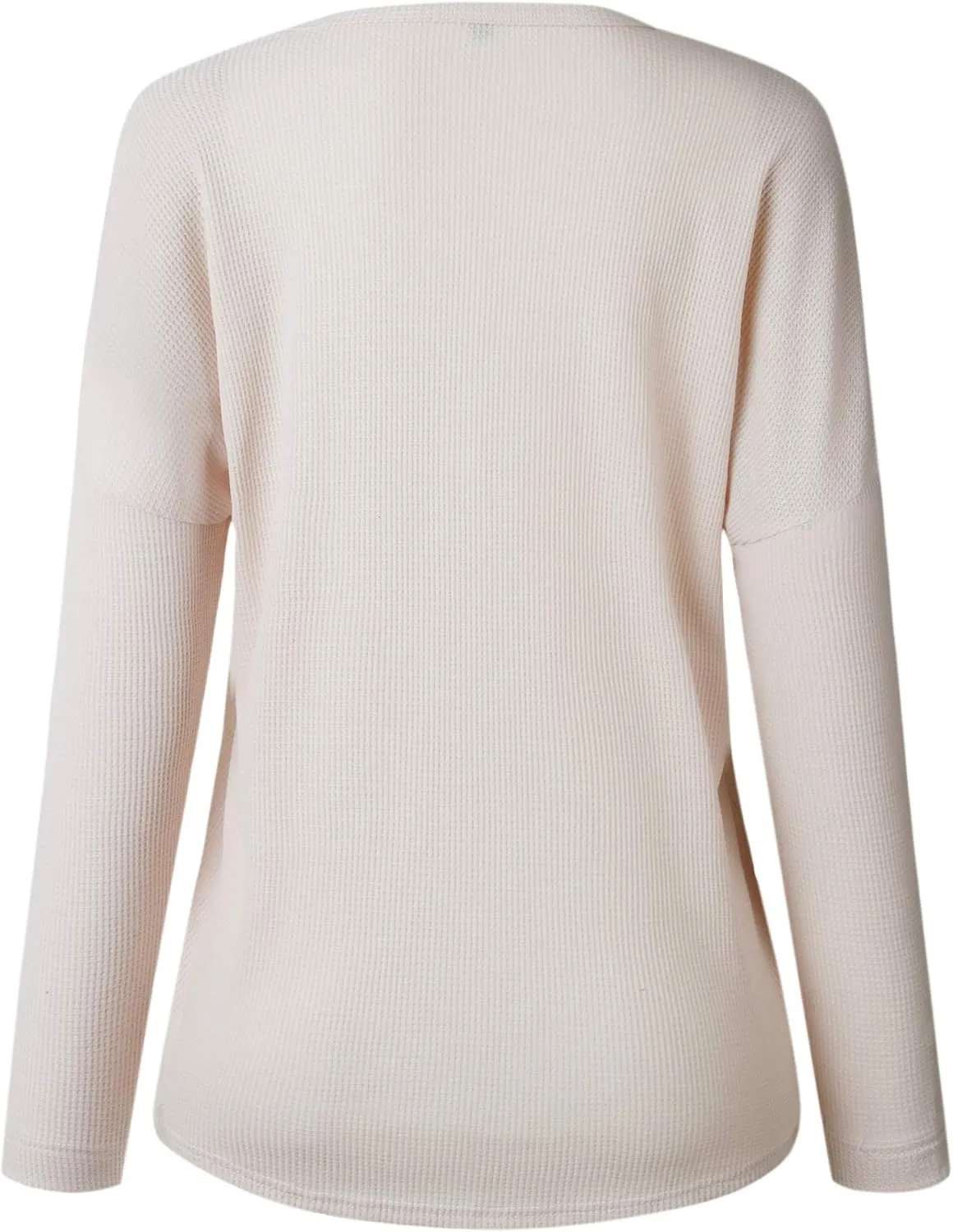 Famulily Women's Waffle Knit Tunic Tops Loose Long Sleeve Button Up V Neck Henley Shirts