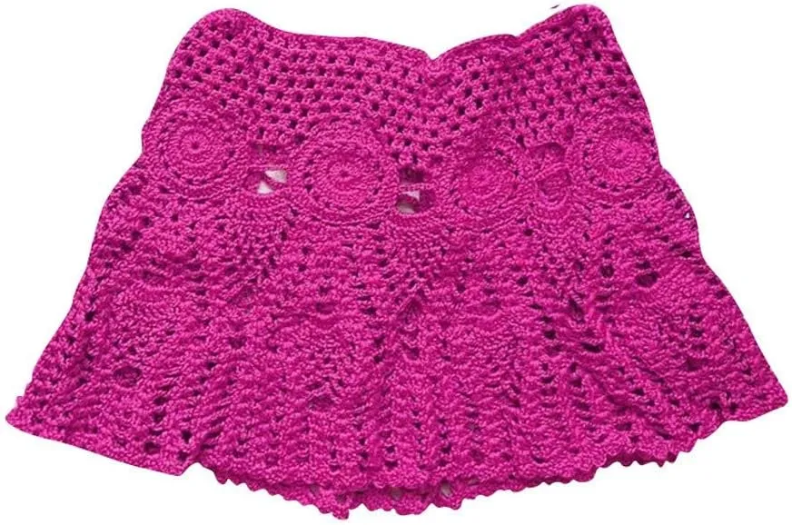 Fashion Women's Sexy Skirts Beach Hollow Out Short Knitting Women Skirt Wrap Hip Skirts Chic Plain Casual Skirt