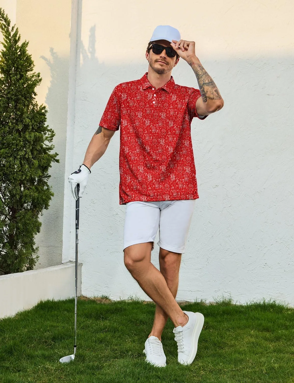 Funny Mens Golf Polo Shirts,Moisture Wicking Golf Shirts for Men Collared Short Sleeve Polo Shirts Golf Gifts