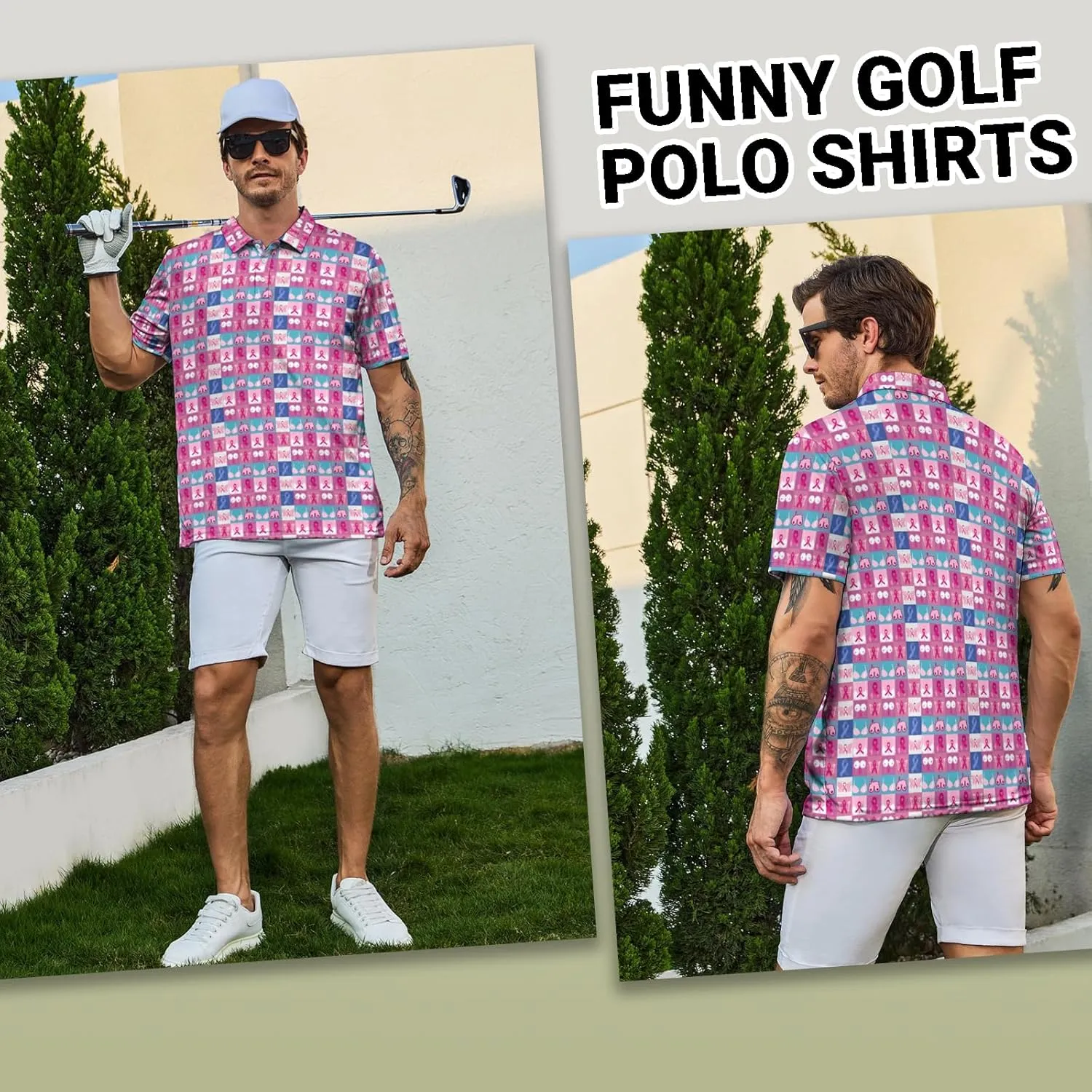 Funny Mens Golf Polo Shirts,Moisture Wicking Golf Shirts for Men Collared Short Sleeve Polo Shirts Golf Gifts