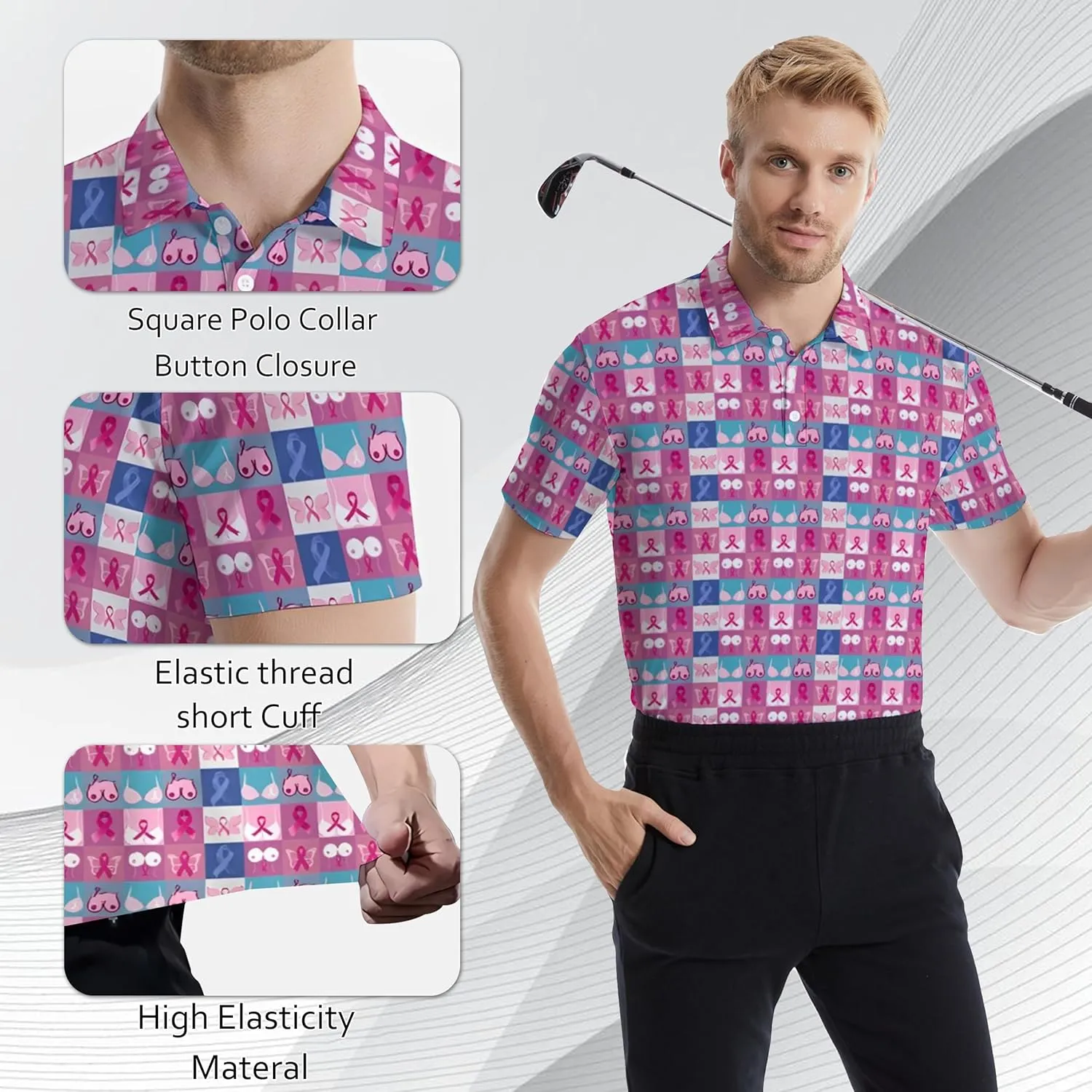 Funny Mens Golf Polo Shirts,Moisture Wicking Golf Shirts for Men Collared Short Sleeve Polo Shirts Golf Gifts
