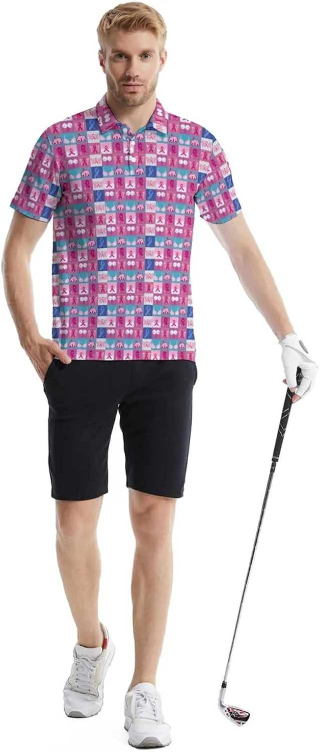 Funny Mens Golf Polo Shirts,Moisture Wicking Golf Shirts for Men Collared Short Sleeve Polo Shirts Golf Gifts