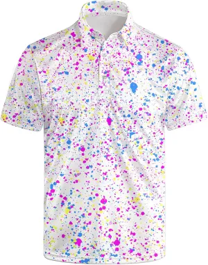 Funny Polo Shirts for Men Short Sleeve Performance Moisture Wicking Golf Shirts Casual Crazy Patriotic Print Mens Polo Shirt