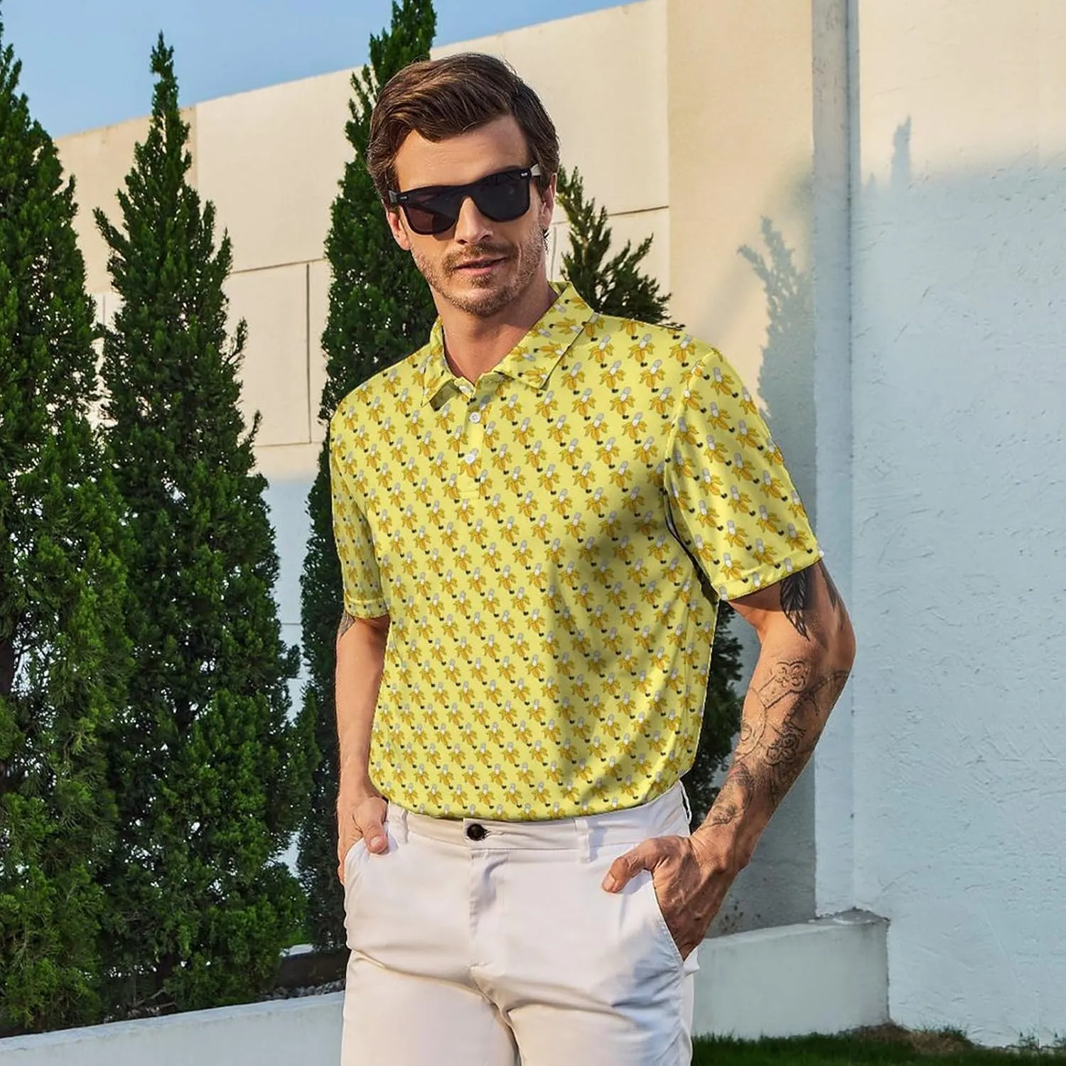 Funny Polo Shirts for Men Short Sleeve Performance Moisture Wicking Golf Shirts Casual Crazy Patriotic Print Mens Polo Shirt