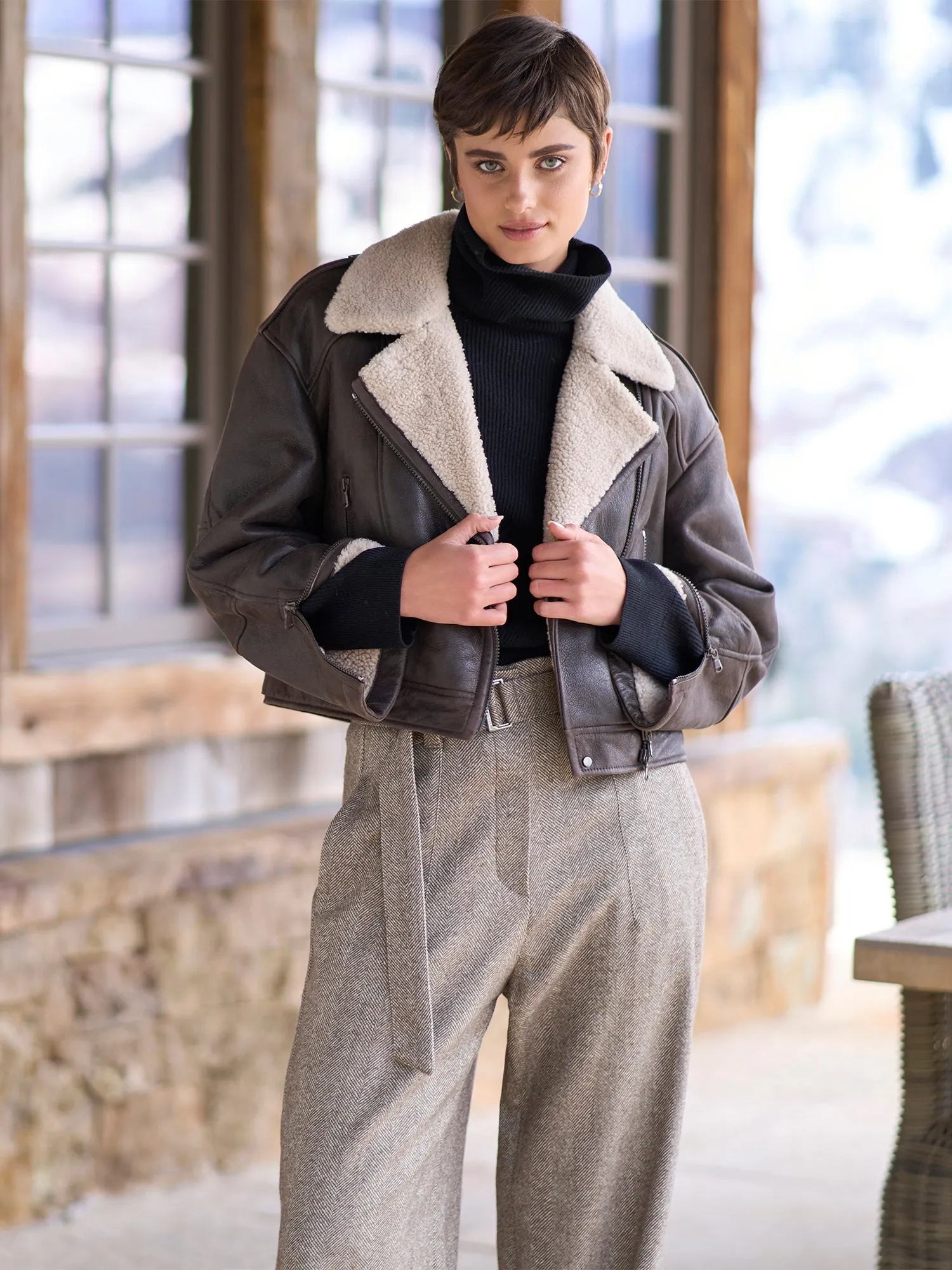 Herrringbone Wide Leg Pant