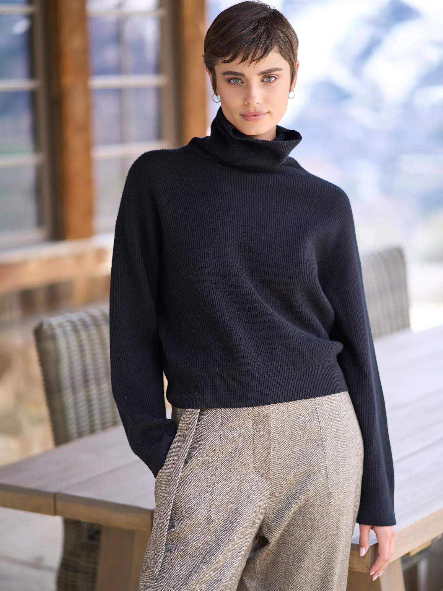 Herrringbone Wide Leg Pant