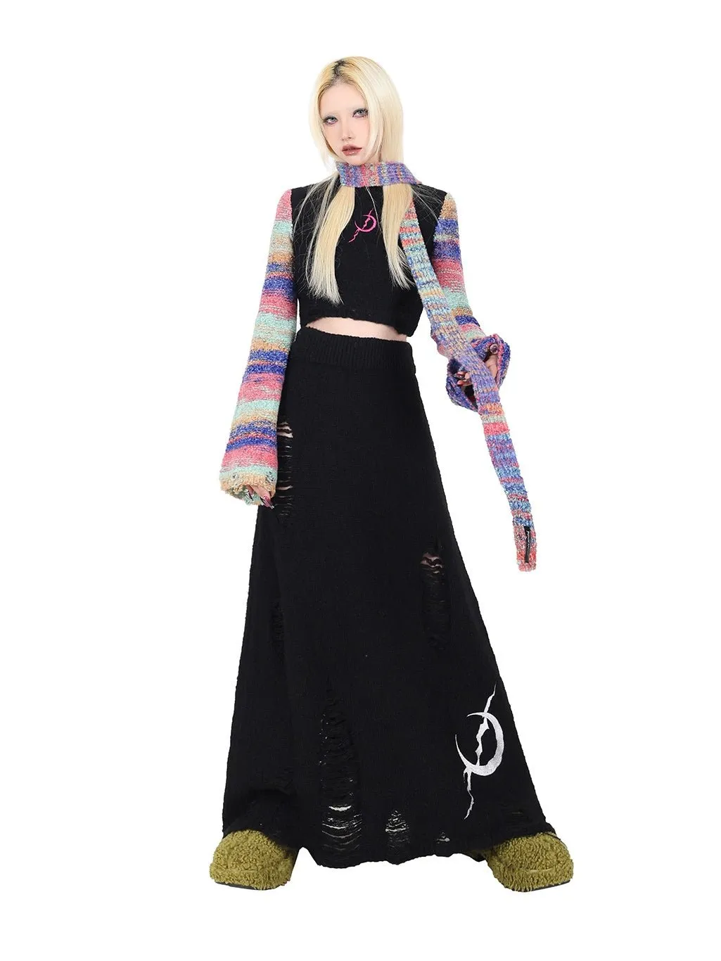 Hole Knitted Wool Mopping Skirt【s0000000280】