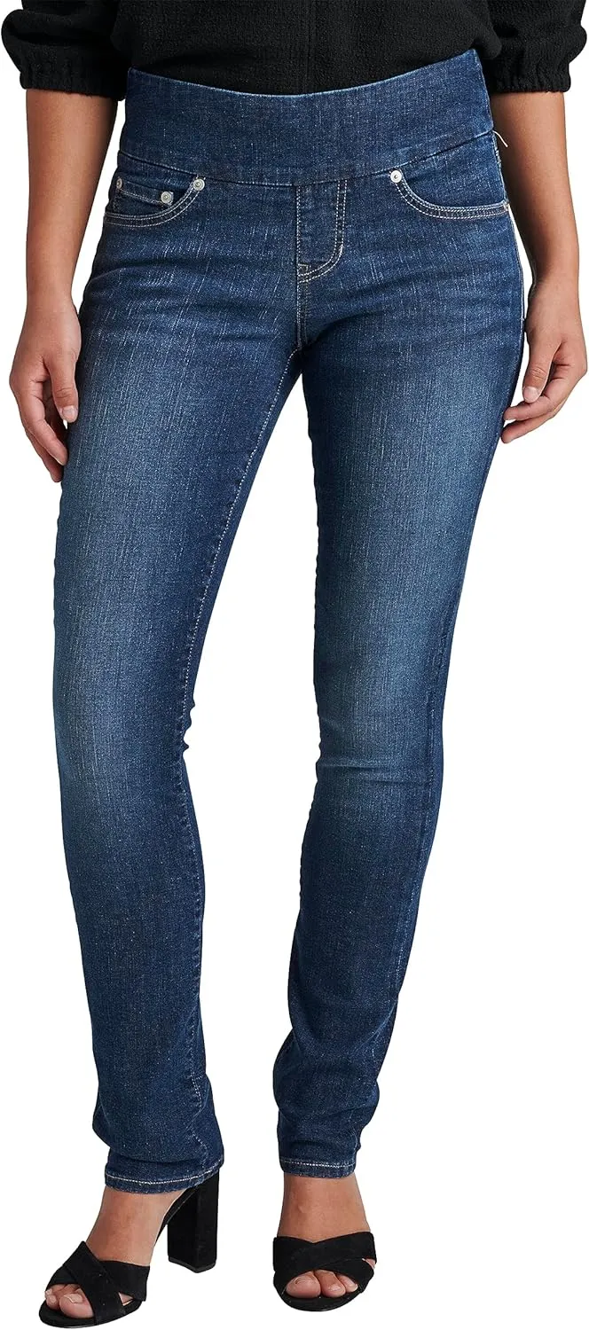 JAG Jeans Women's Peri Mid Rise Straight Leg Pull-on Jeans
