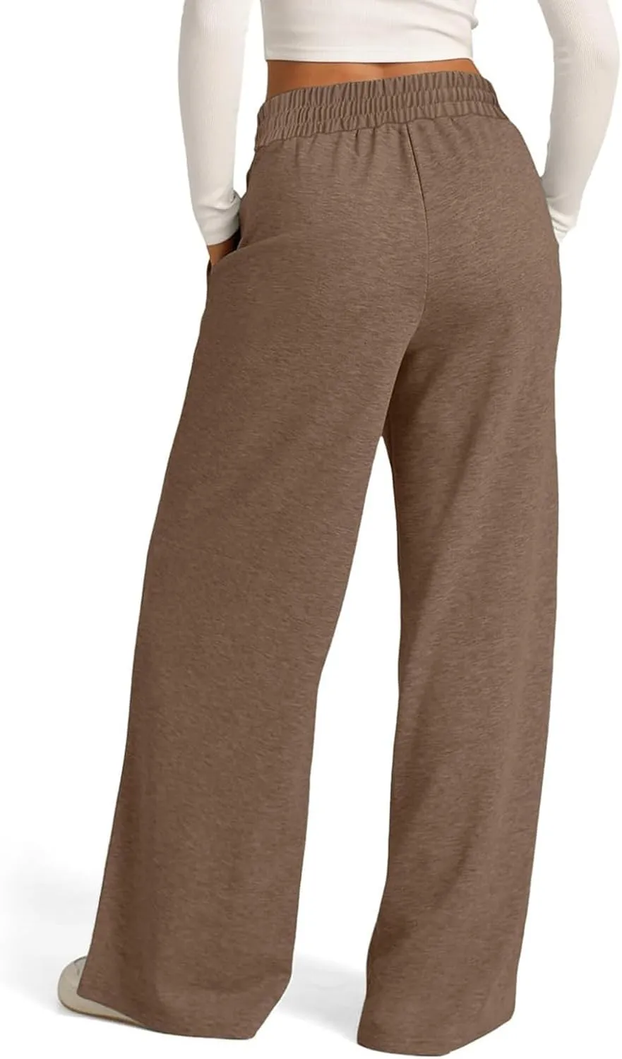 Oversized Wide Leg Sweatpants Women High Waisted Jogger Sweat Pants Drawstring Lightweight Travel Pant with Pockets