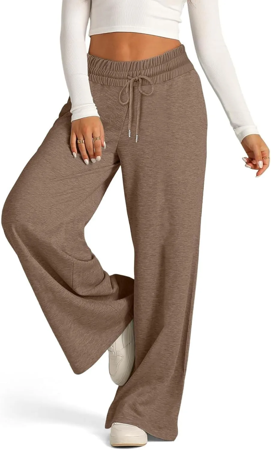 Oversized Wide Leg Sweatpants Women High Waisted Jogger Sweat Pants Drawstring Lightweight Travel Pant with Pockets
