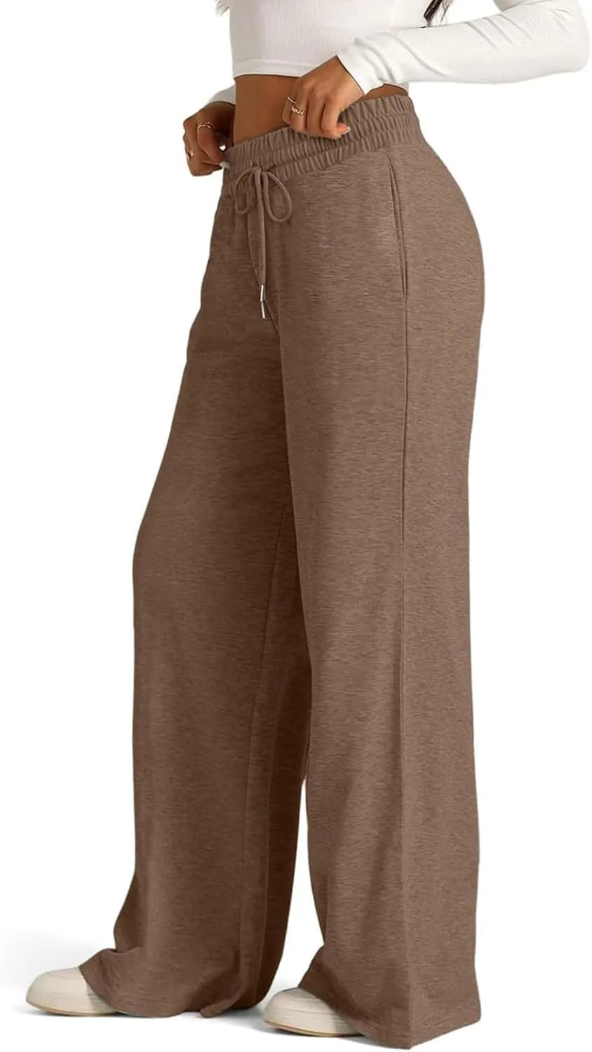 Oversized Wide Leg Sweatpants Women High Waisted Jogger Sweat Pants Drawstring Lightweight Travel Pant with Pockets