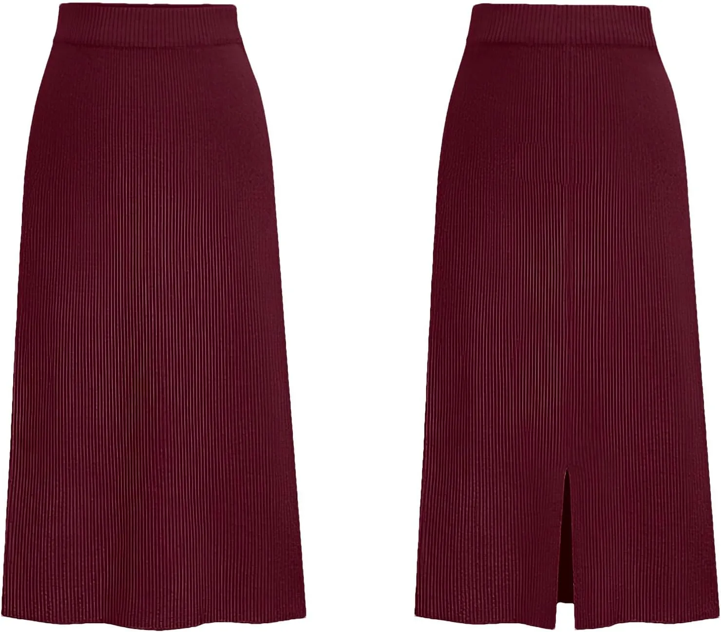 rismart Women Knitting Pencil Skirt Casual Below The Knee Stretch High Waist Elastic Skirts