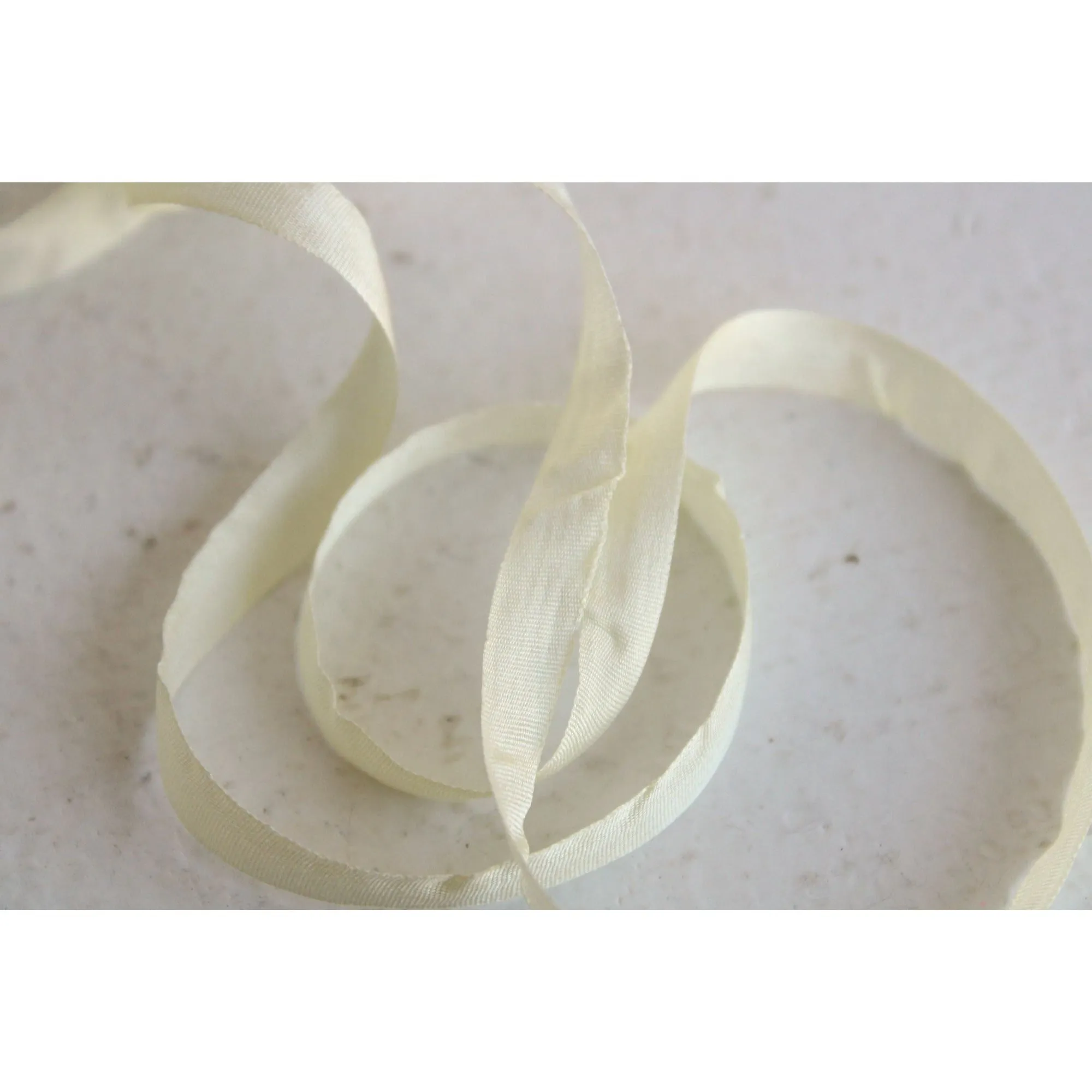 Silk Ribbon in Yellow 7mm / 1/4"  Wide, 5 Yards