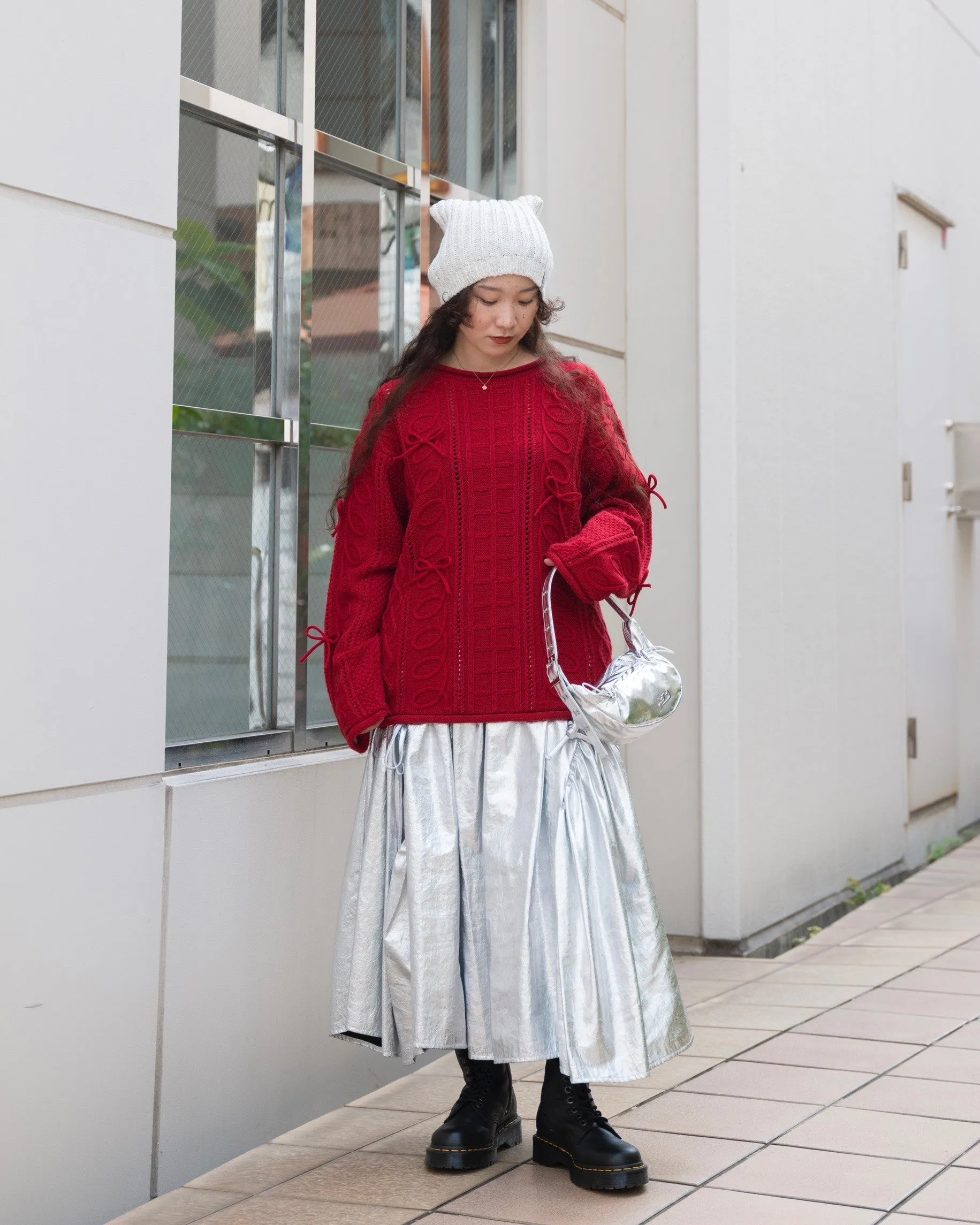 SILVER GATHER RIBBON SKIRT
