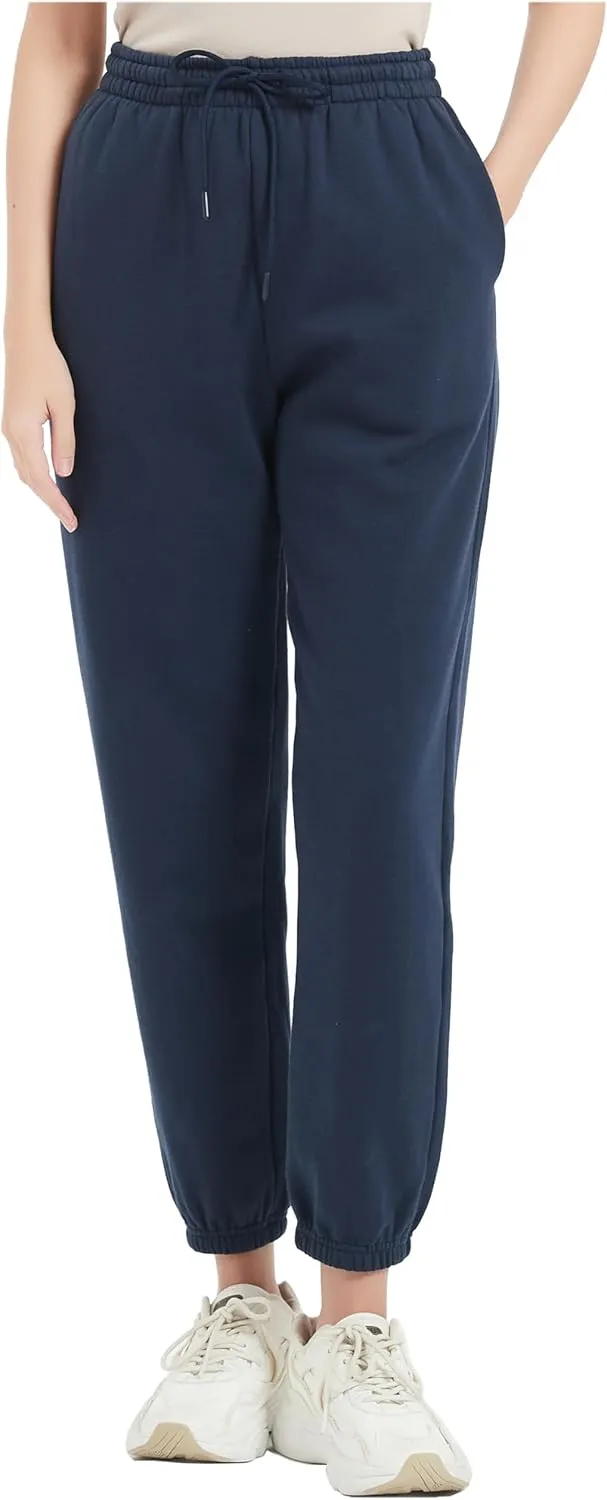 Tronjori Womens High Waisted Pull on Baggy Fleece Lined Sweatpants Fall Winter Athletic Jogger Lounge Trousers Cinch Bottom