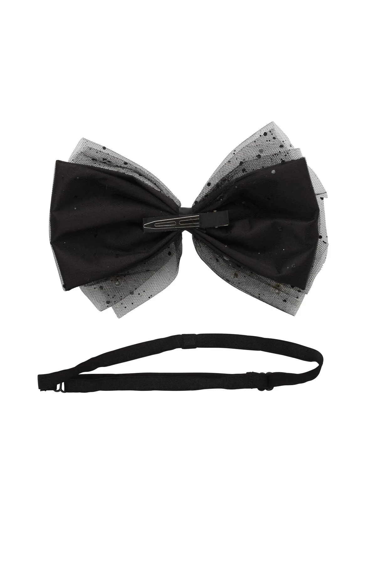 Tulle Pearl Clip/Wrap - Black