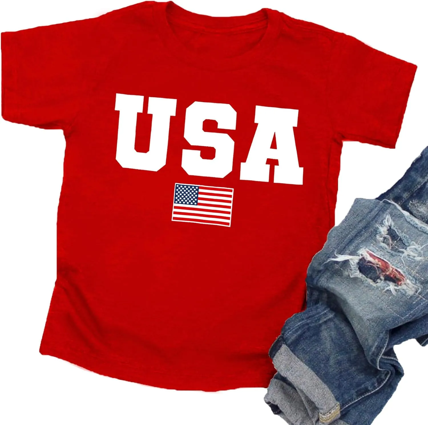 USA Shirt Toddler Boys Girls American Flag Tshirt 4th of July Shirt Kids Patriotic Tee Tops