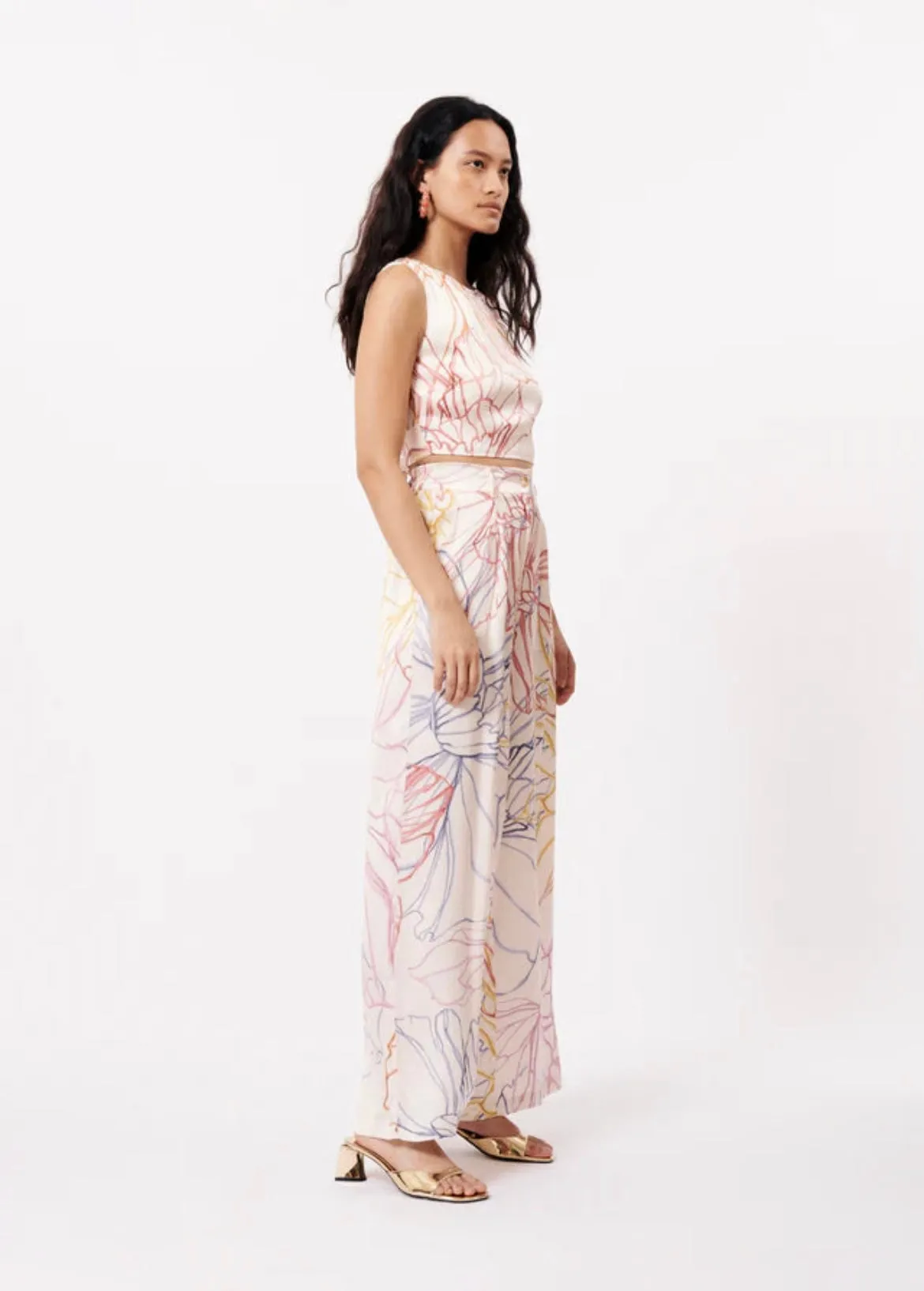 Wide Leg Sketch Print Pants