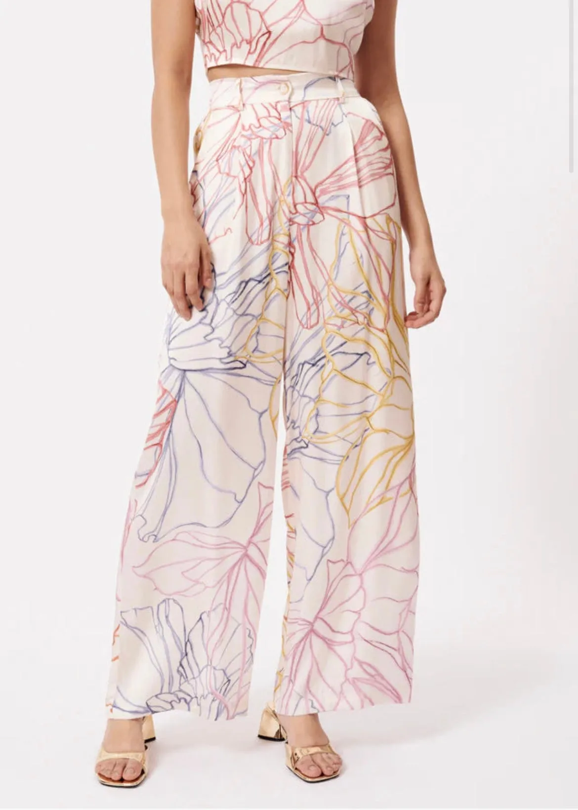 Wide Leg Sketch Print Pants