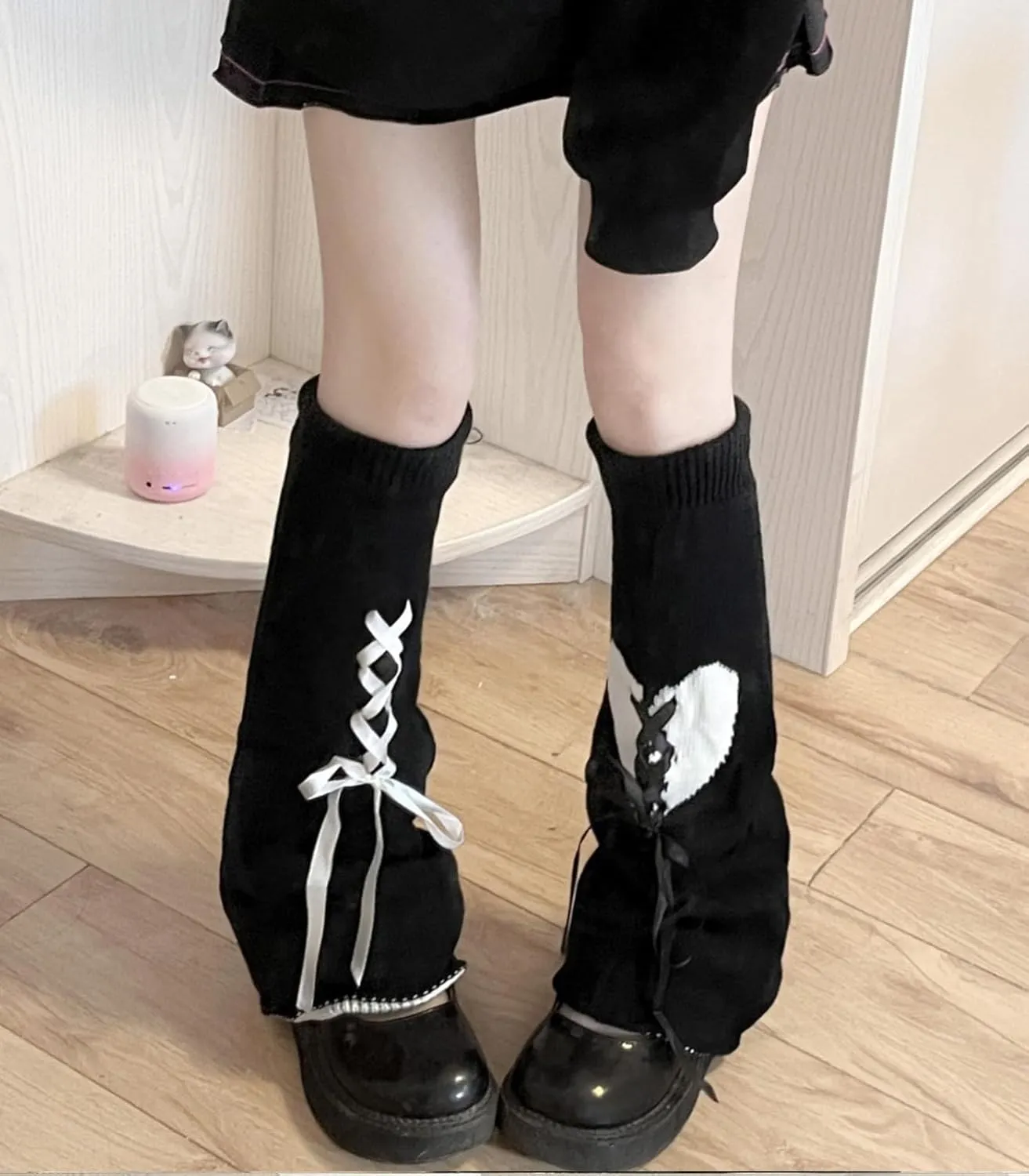 WODECASA Girls Kawaii Leg Warmers Knitted Flared Leg Sleeves Goth Crochet Baggy Cuff Ankle Heap Socks