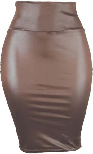 Women Faux PU Leather Bodycon Skirt High Waist Tight Pencil Skirt Sexy Half-Length Wrap Hip Skirt Clubwear