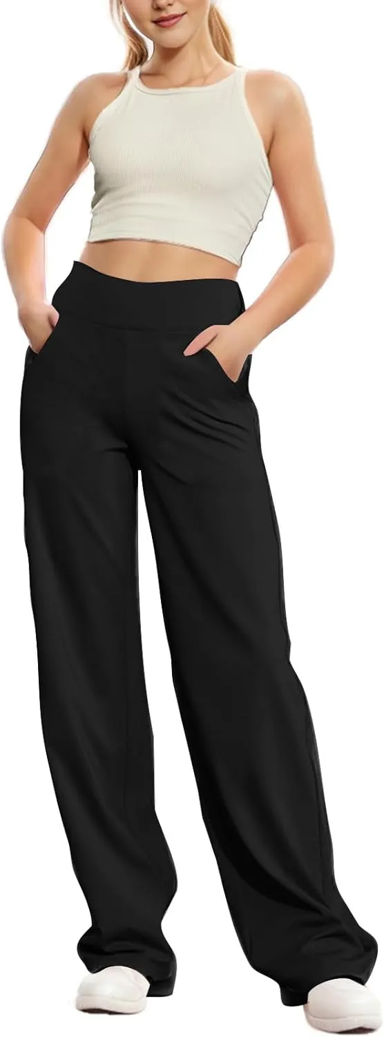 Women Loose Fit Pants Pants for Women High Cut Flare Wide Leg Basic Long Bootcut Leg Fall Summer Pants 2024