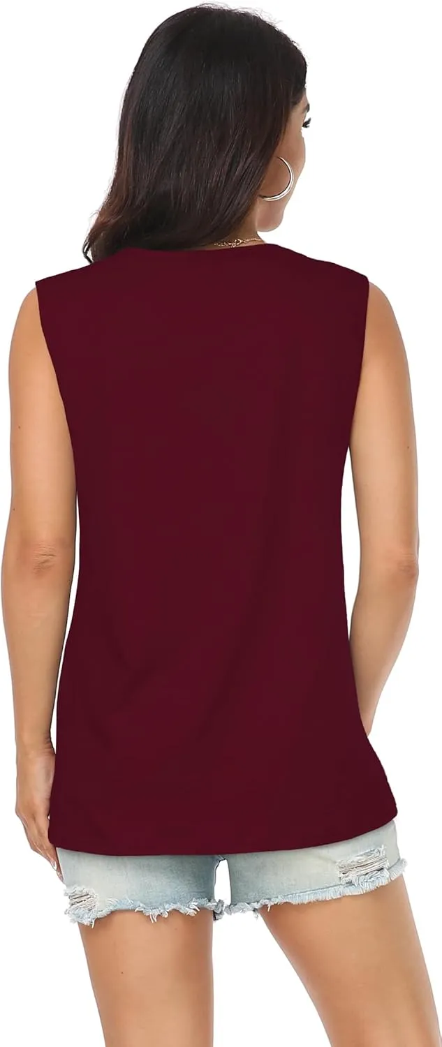 Women Summer Tops Sleeveless Tank Floral Casual Cute Loose Fit Cute T-Shirt Tunic
