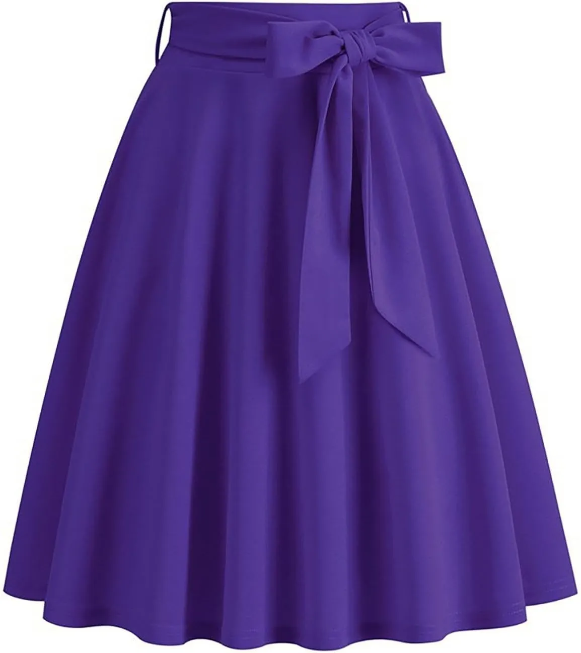 Women's A-Line Swing Vinage Skirts Bow Tie Front High Waist Skater Flared Midi Skirt Evening Gown Prom Skirt