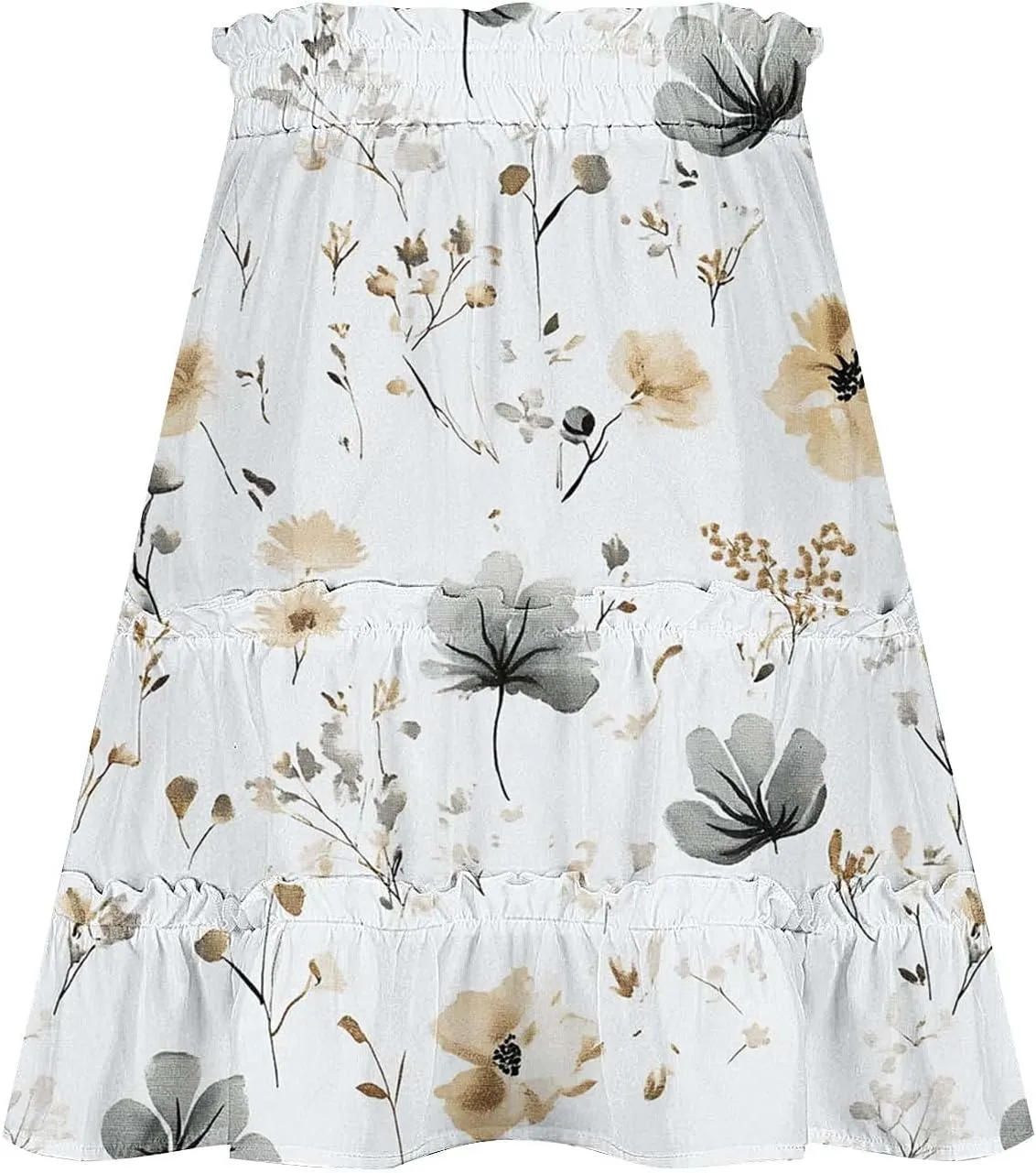 Womens Flowy High Waist Pleated Mini Skirts Casual Boho Floral Ruffle Tiered Skorts Cute Summer Fashion Shorts
