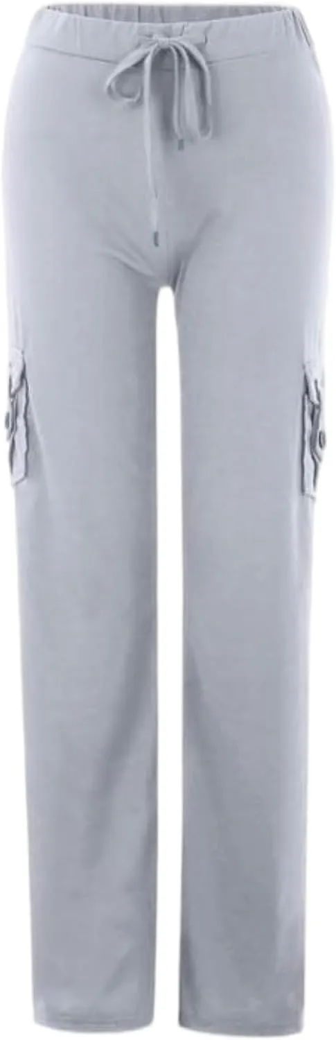 Womens Wide Leg Yoga Pants Cargo Wide Leg Yoga Trouser Plus Size Flare Bootcut Leggings with Pockets