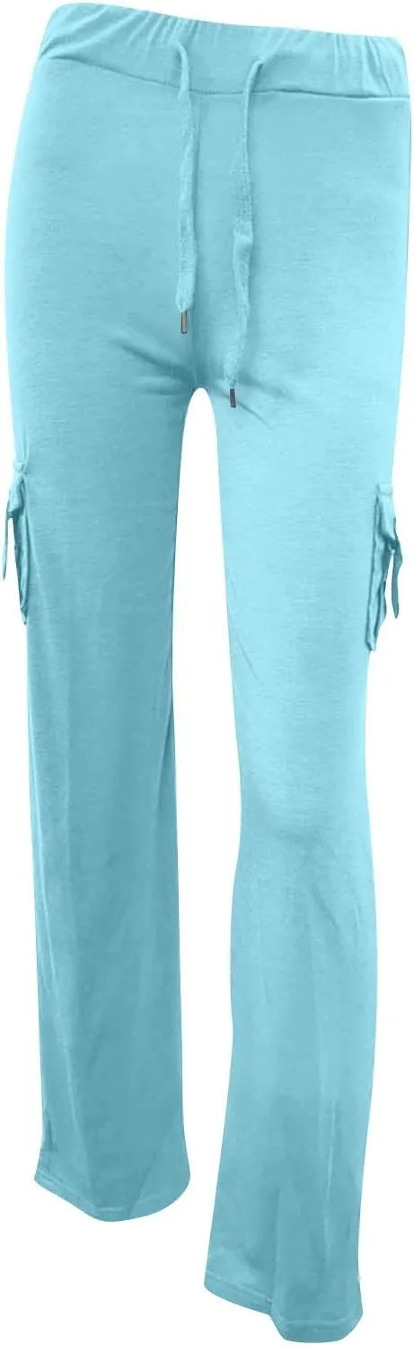 Womens Wide Leg Yoga Pants Cargo Wide Leg Yoga Trouser Plus Size Flare Bootcut Leggings with Pockets